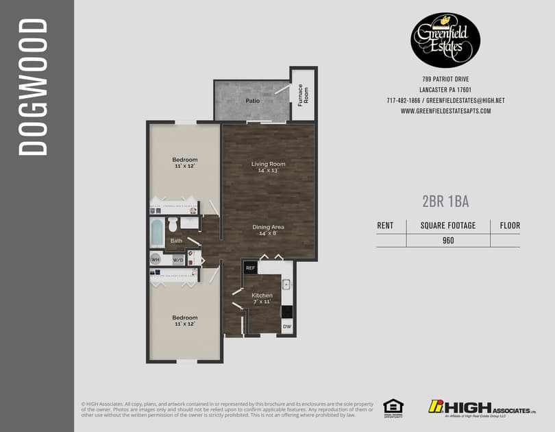 Dogwood Floor Plan - 2 Bed 1st Flr